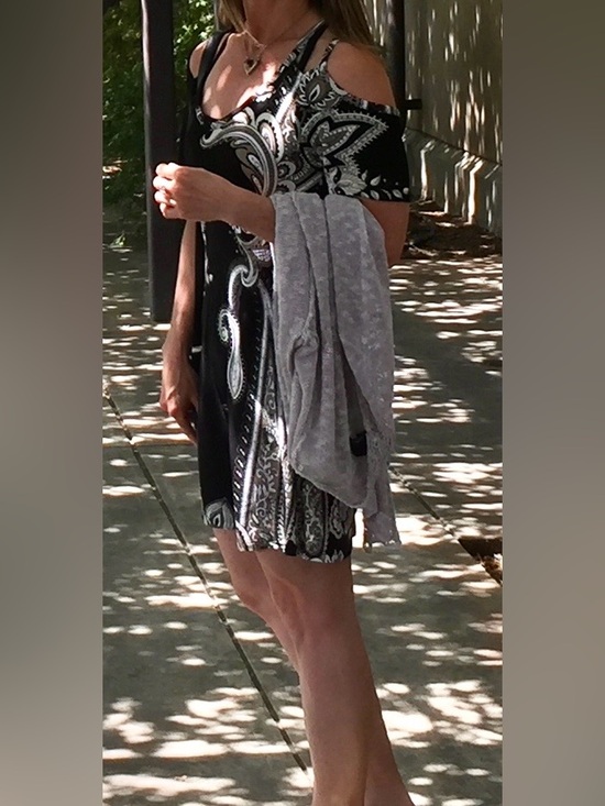 LASCANA for Venus Dresses & Skirts - LASCANA for Venus Cold-shoulder Mini Dress Black Paisley XS